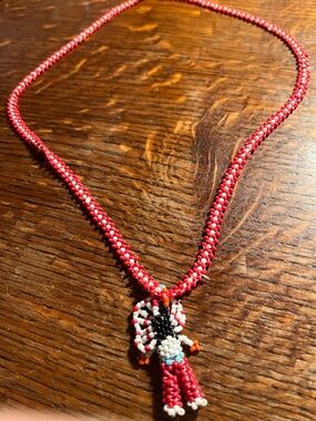 Pink Beaded Kids Necklace with Doll Pendant